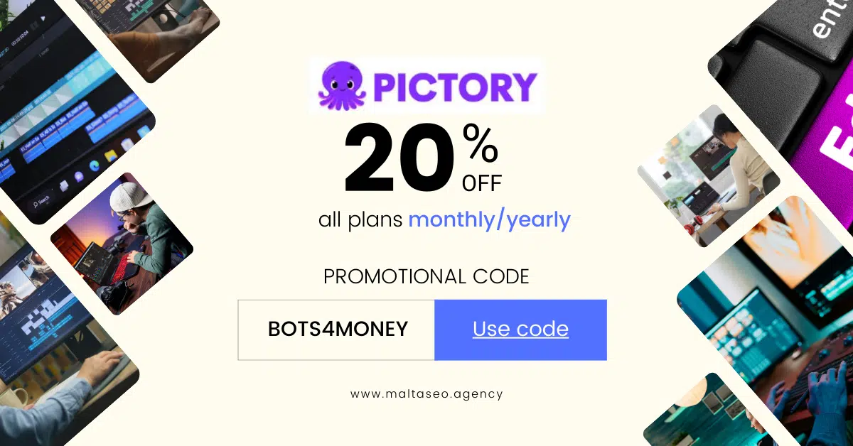 Pictory.AI 20% OFF Coupon Code BOTS4MONEY - Verified Discount